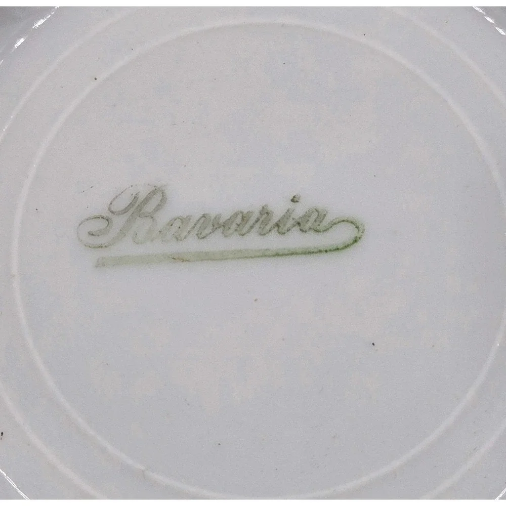Vintage Bavaria‎ Reticulated Porcelain Dish Bowl Couple Pink Floral 3 7/8
